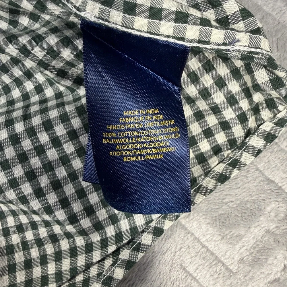 Ralph Lauren Shirt Boys Large 14-16 Green Gingham Button Down Long Sleeve Top